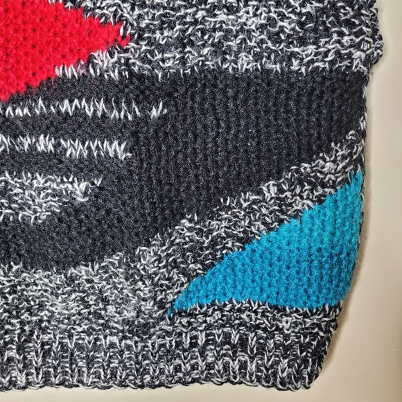 Vintage 80s Hand Knit Sweater Vest S Abstract New Wave Geometric Retro Korea - Picture 4 of 7